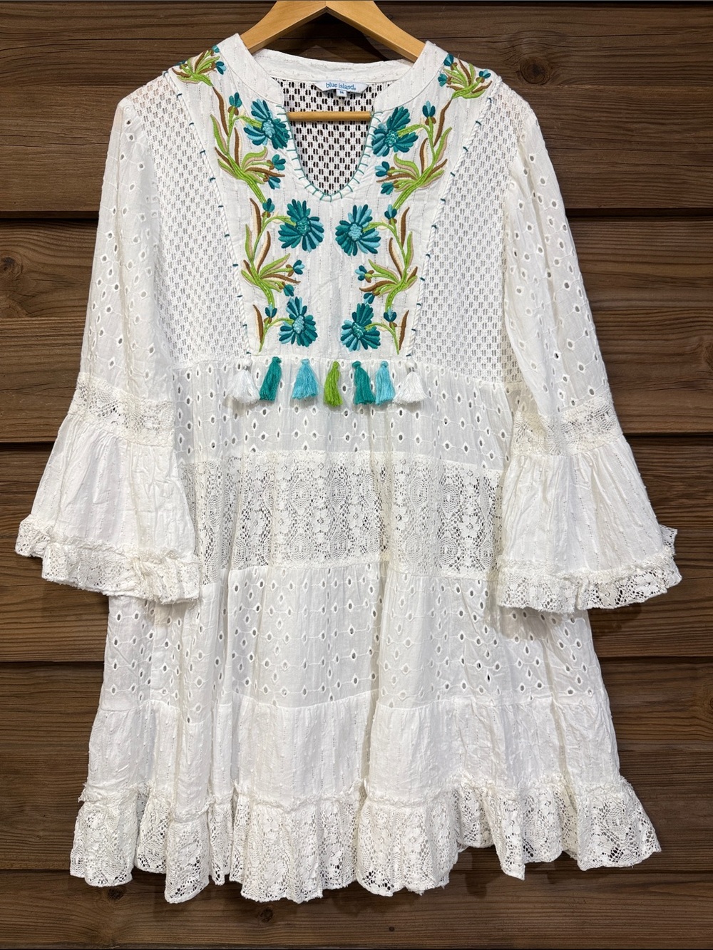 Blue Island Eyelet & Lace Coverup Dress